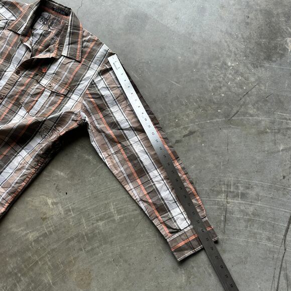 Volcom Tailored Shirt Men's L Plaid Button Down Long Sleeve Cotton Polyester - Picture 9 of 11